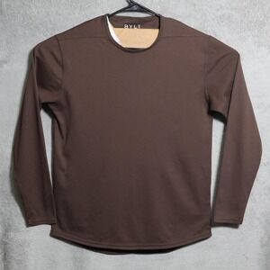 BYLT Premium Basics Shirt Mens Medium Brown Long Sleeve Curved Hem Tee Athletic